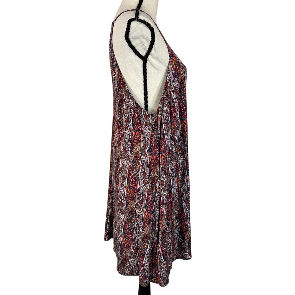 American Eagle Large A-Line Mini Dress Paisley Halter Keyhole Lightweight Pocket - Picture 4 of 10